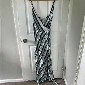 LOFT Black and White Spaghetti Strap Maxi Dress